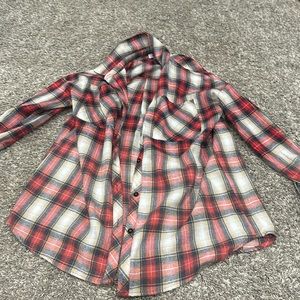 Women’s size medium, red and tan plaid flannel